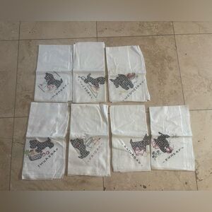 Set of 7 Vintage Tea Towels Embroidered